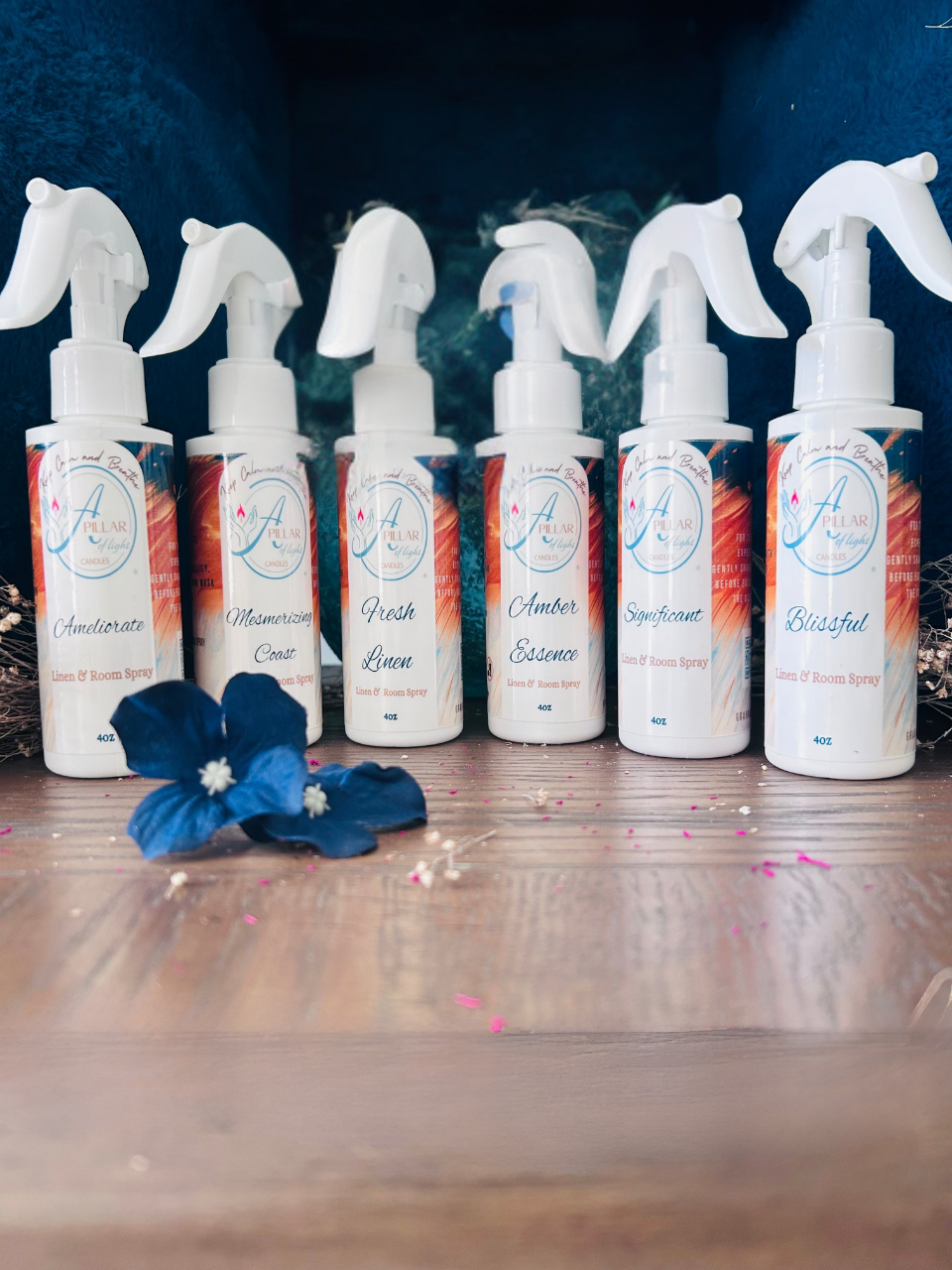 "Luxury room and linen spray collection — non-toxic, long-lasting scent for home, fabrics, and linens by A Pillar of Light"