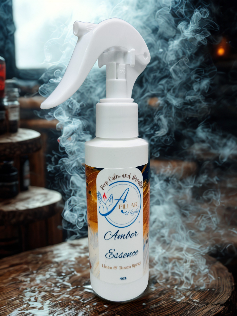 Amber Jasmine Musk Room Spray - smoke odor eliminator creating warm inviting vibe in any space
