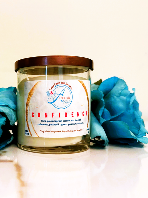 Confidence Coconut-Apricot Candle with cypress, cedarwood and patchouli - hand-poured luxury candle for empowerment and inner strength