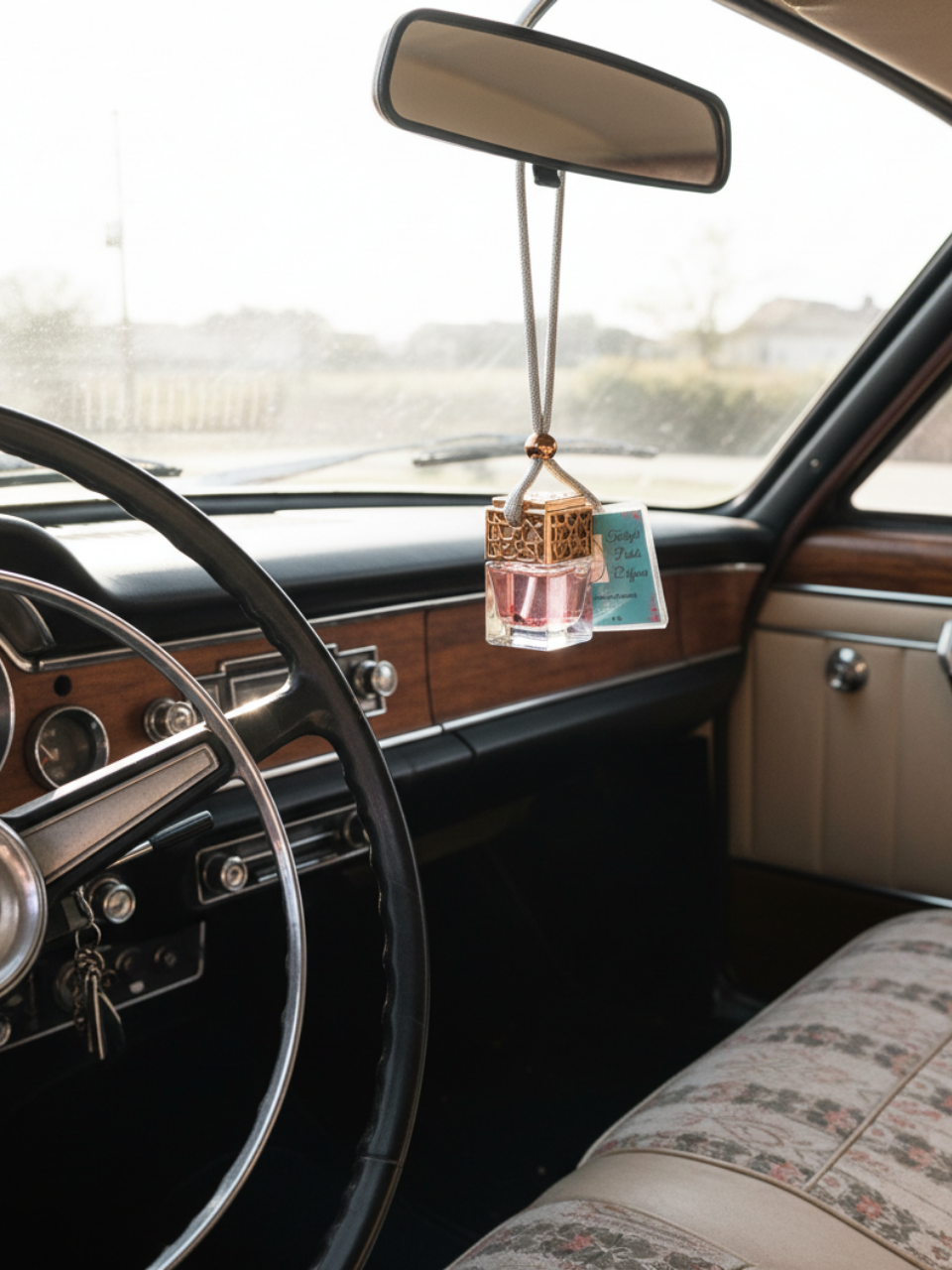 Hanging car diffuser with curated premium scents - non-toxic formula safe for passengers and drivers