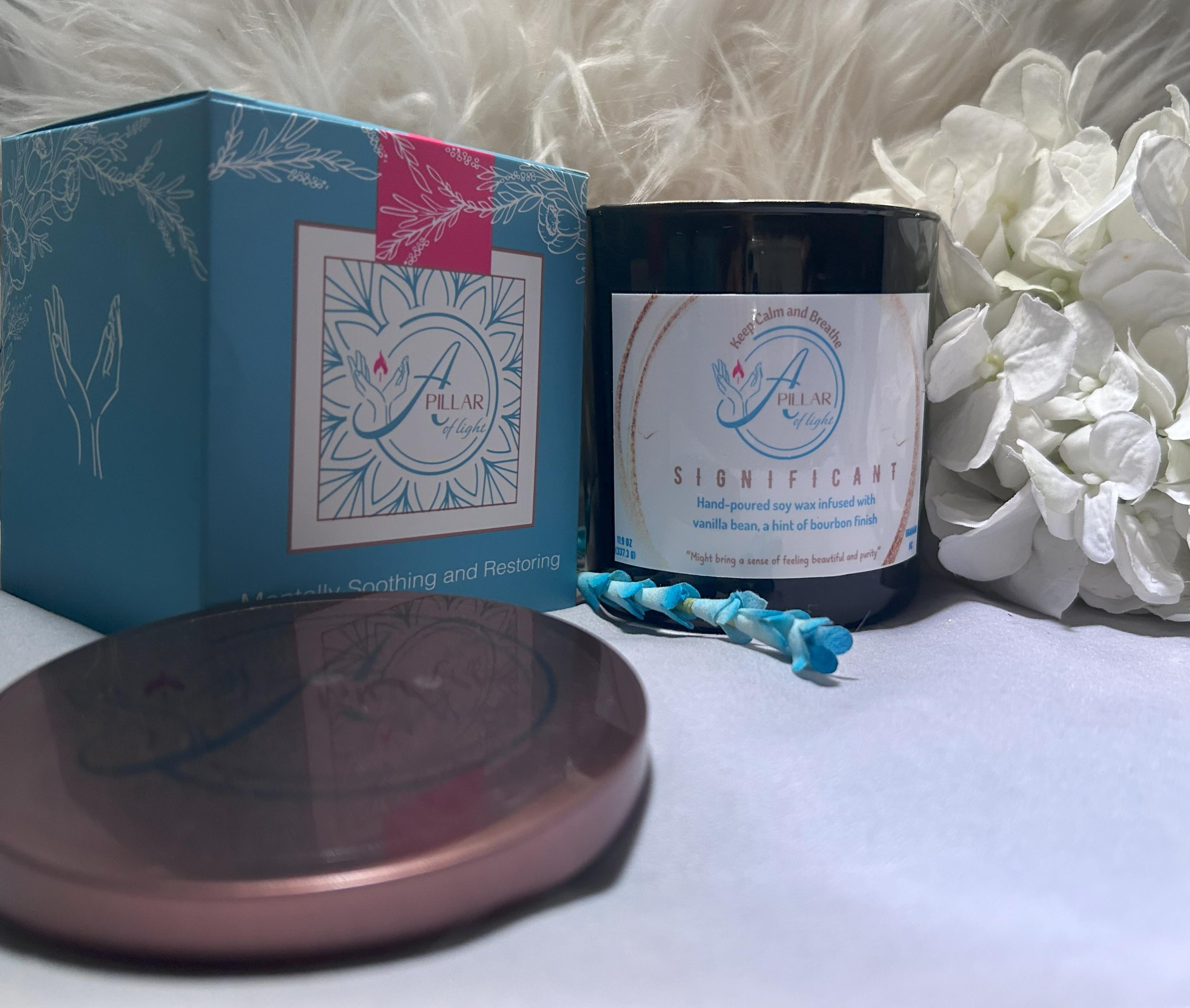 Eco-friendly soy wax Significant candle by A Pillar of Light with 40+ hour burn time - non-toxic and cruelty-free