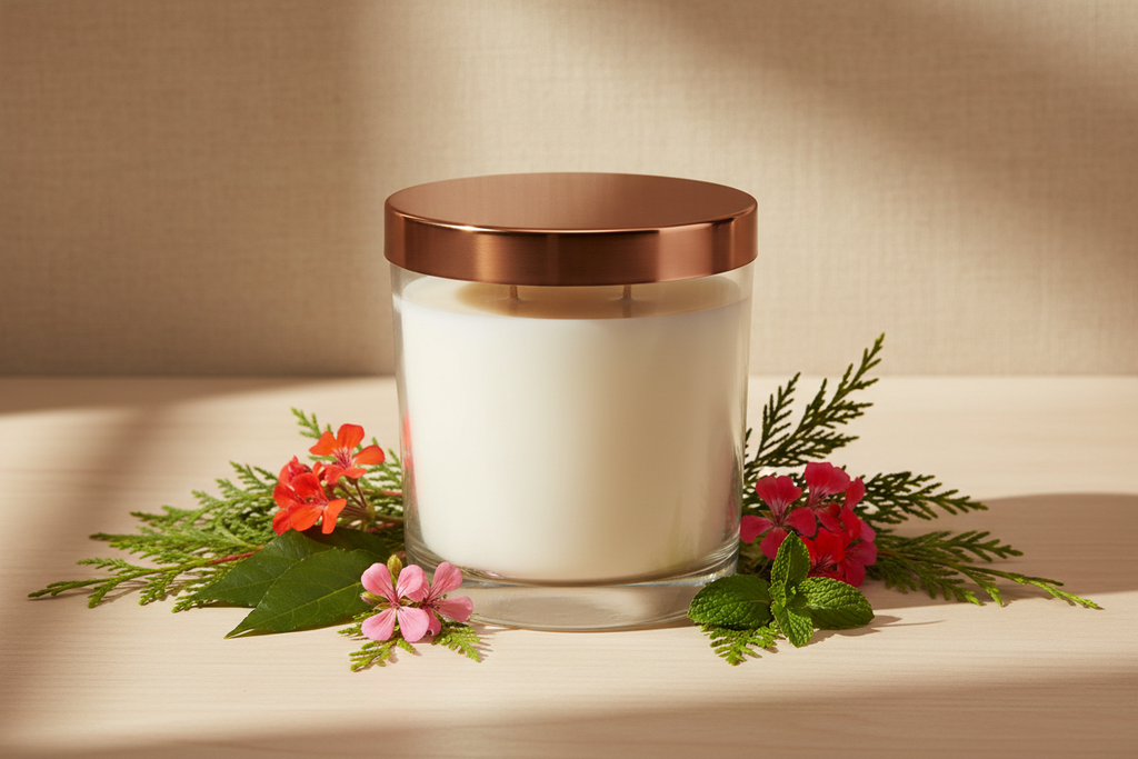 "Confidence", by A Pillar of Light , a meticulously hand-poured 11.9 oz candle that transforms any space into a haven of calm and empowerment. Crafted from premium coconut wax, this candle delivers a clean, even burn that lasts beautifully. The sophisticated scent profile—a captivating blend of cedarwood, patchouli, cypress, geranium, and mint—grounds your spirit while lifting your mood with its fresh, woodsy character. Presented in an elegant glass vessel with a striking bronze-copper lid